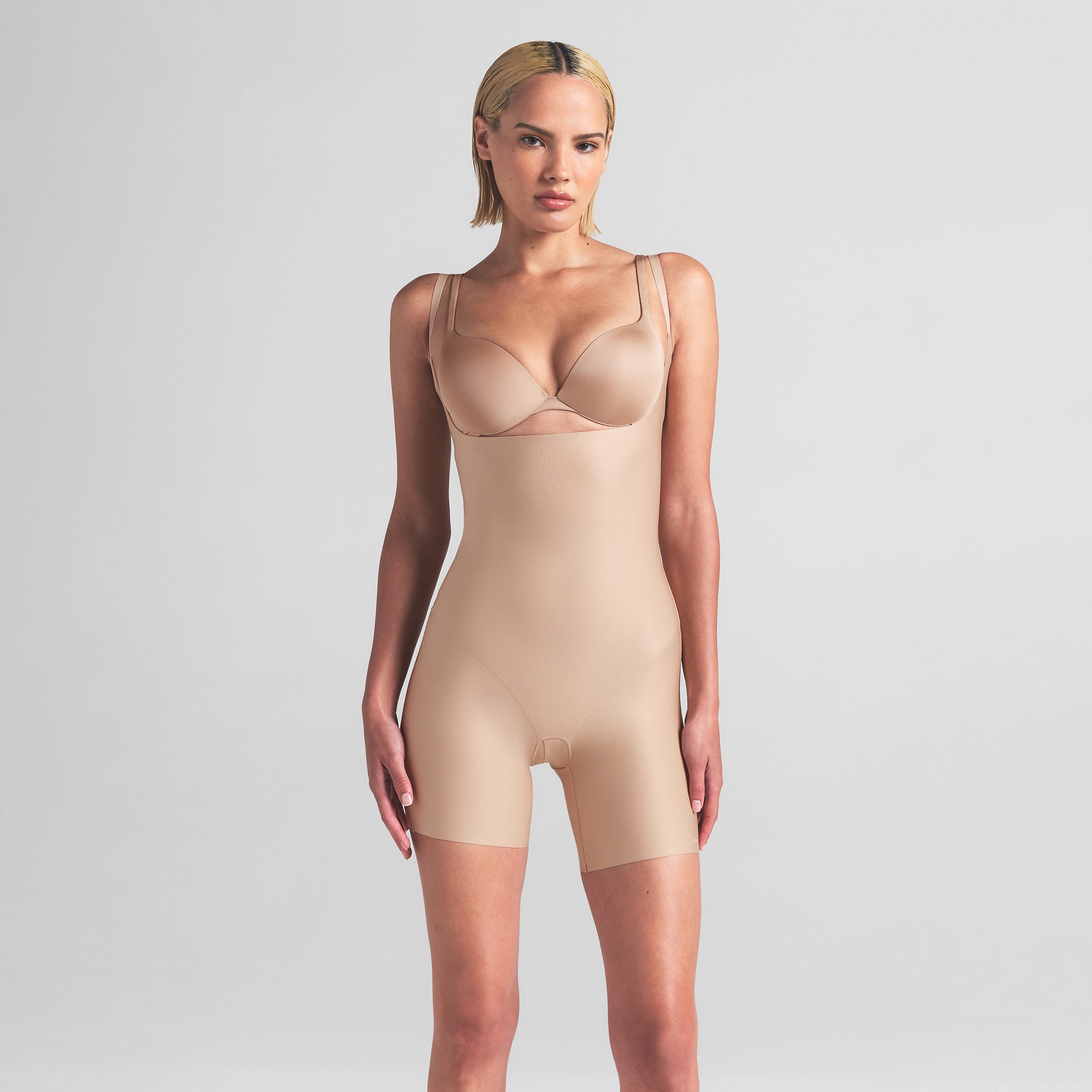 CORE SCULPT OPEN BUST MID THIGH BODYSUIT