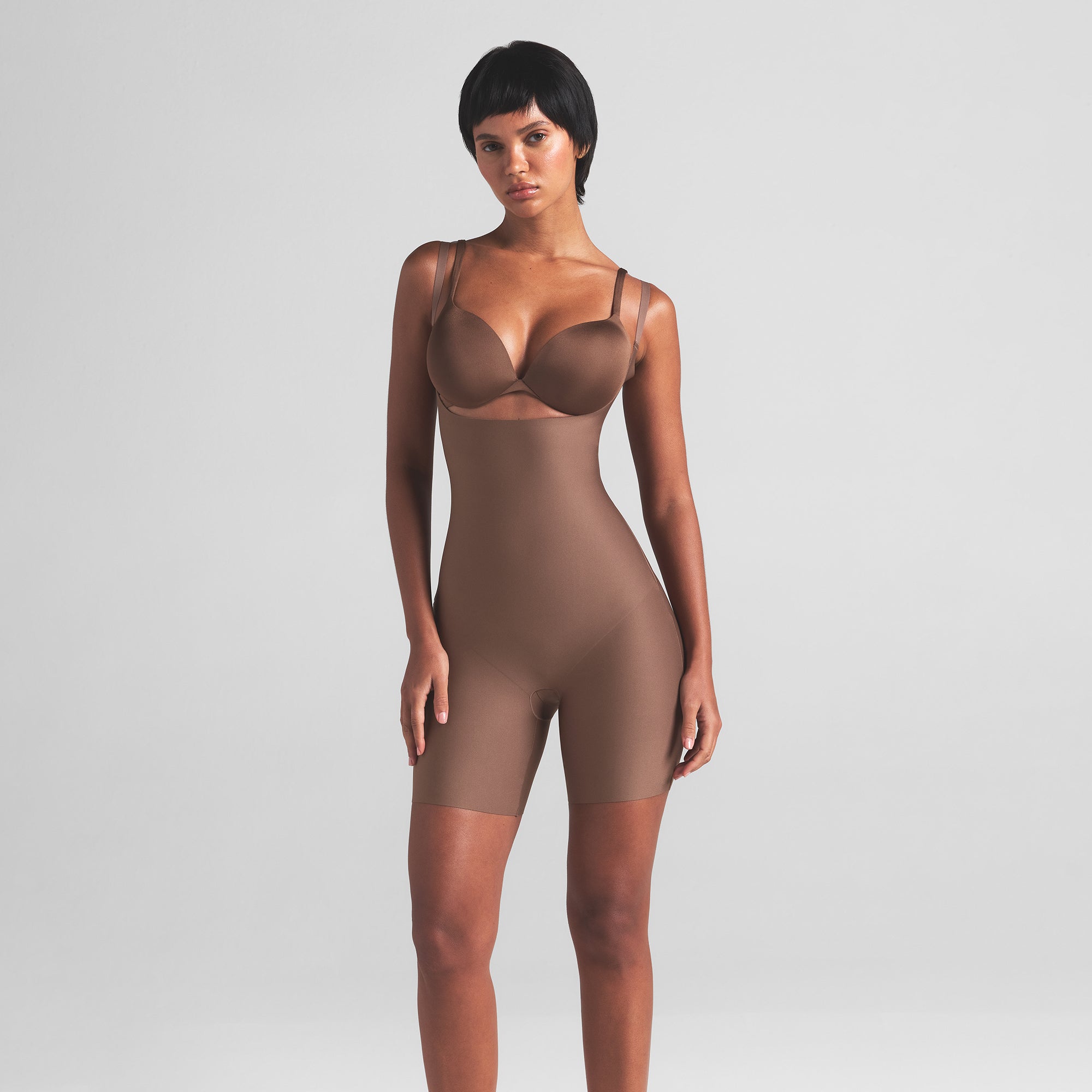 CORE SCULPT OPEN BUST MID THIGH BODYSUIT