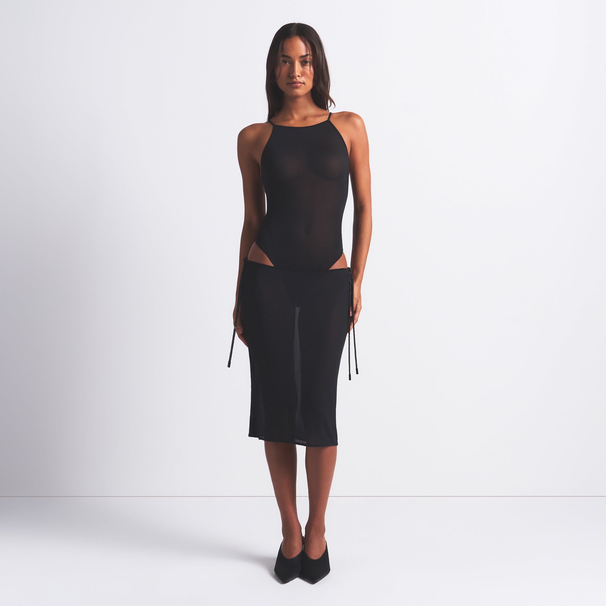 TIE SIDE MIDI SKIRT