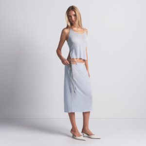 TIE SIDE MIDI SKIRT
