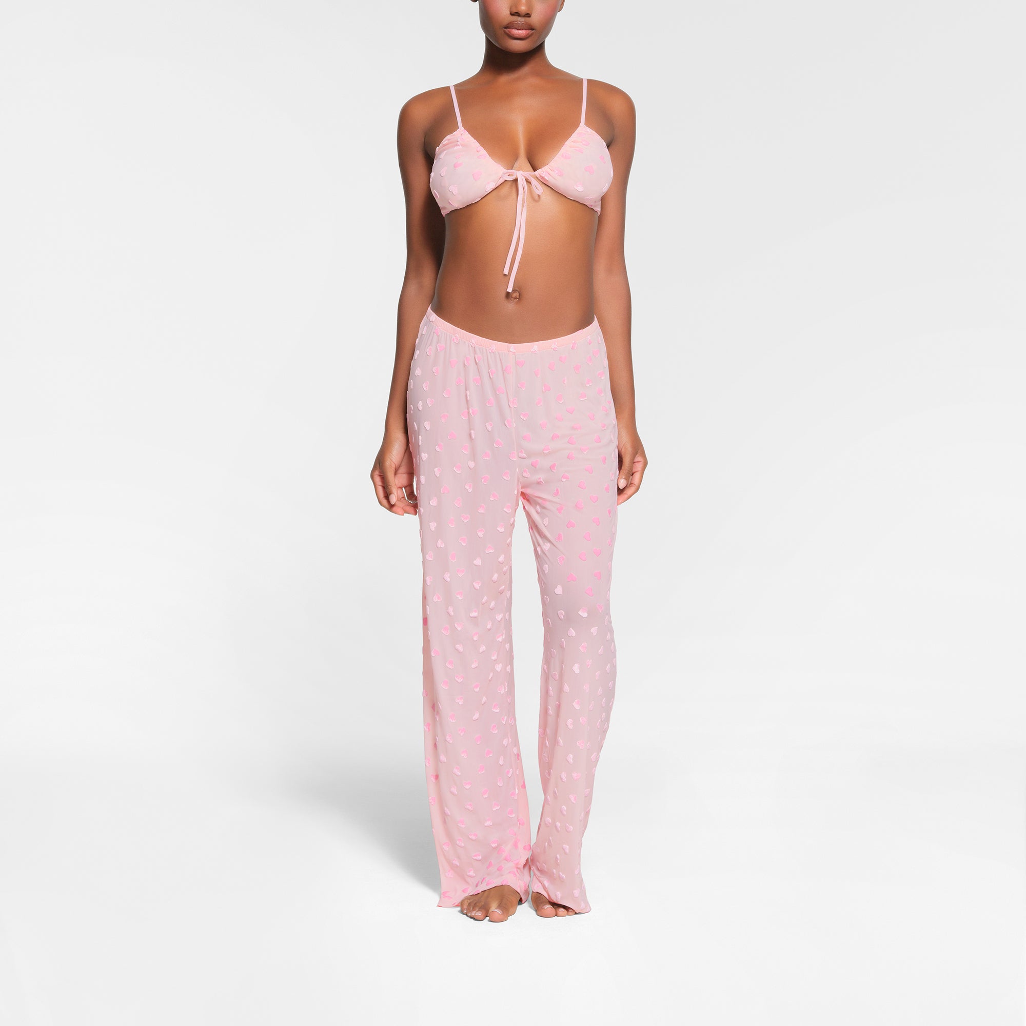 SHEER VELVET TIE FRONT BRALETTE