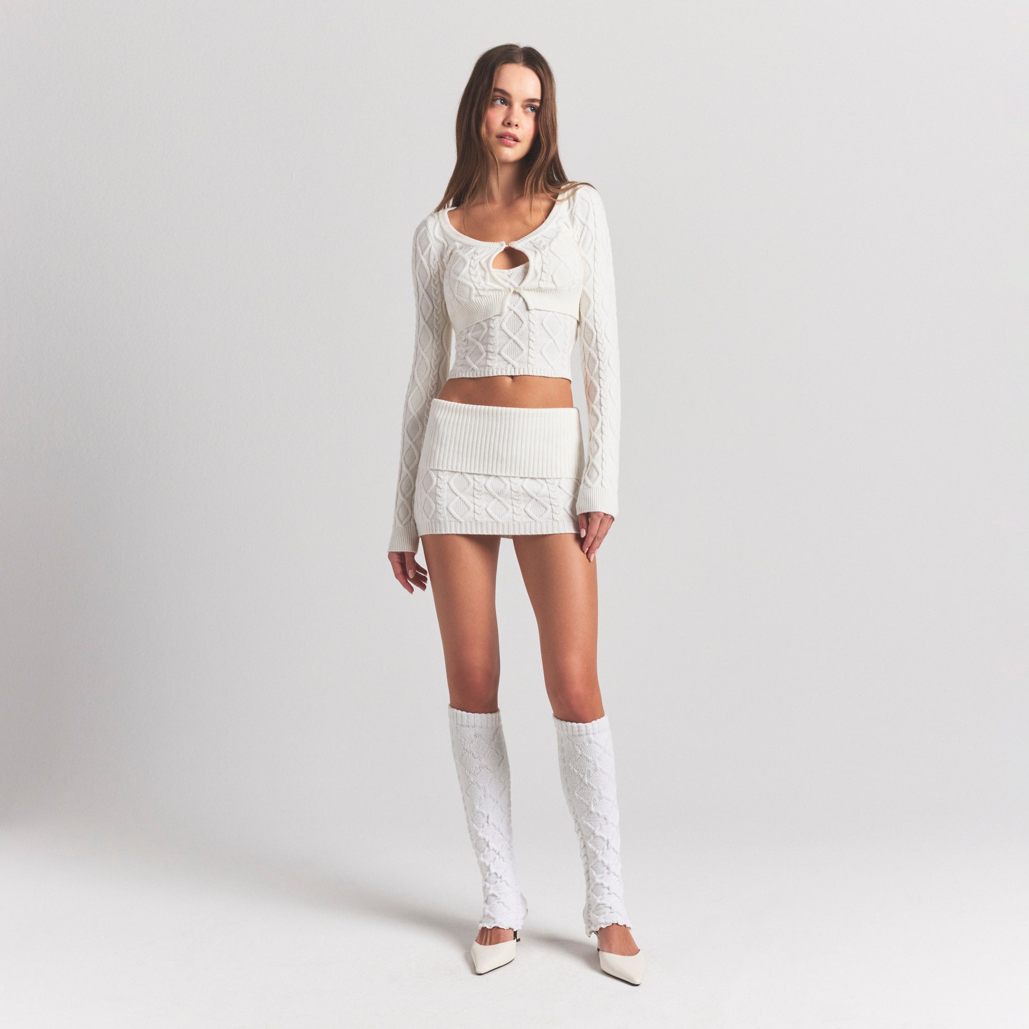 CABLE KNIT MINI SKIRT
