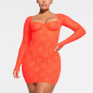 LINED LONG SLEEVE UNDERWIRE DRESS