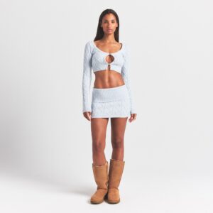 CABLE KNIT CROPPED CARDIGAN