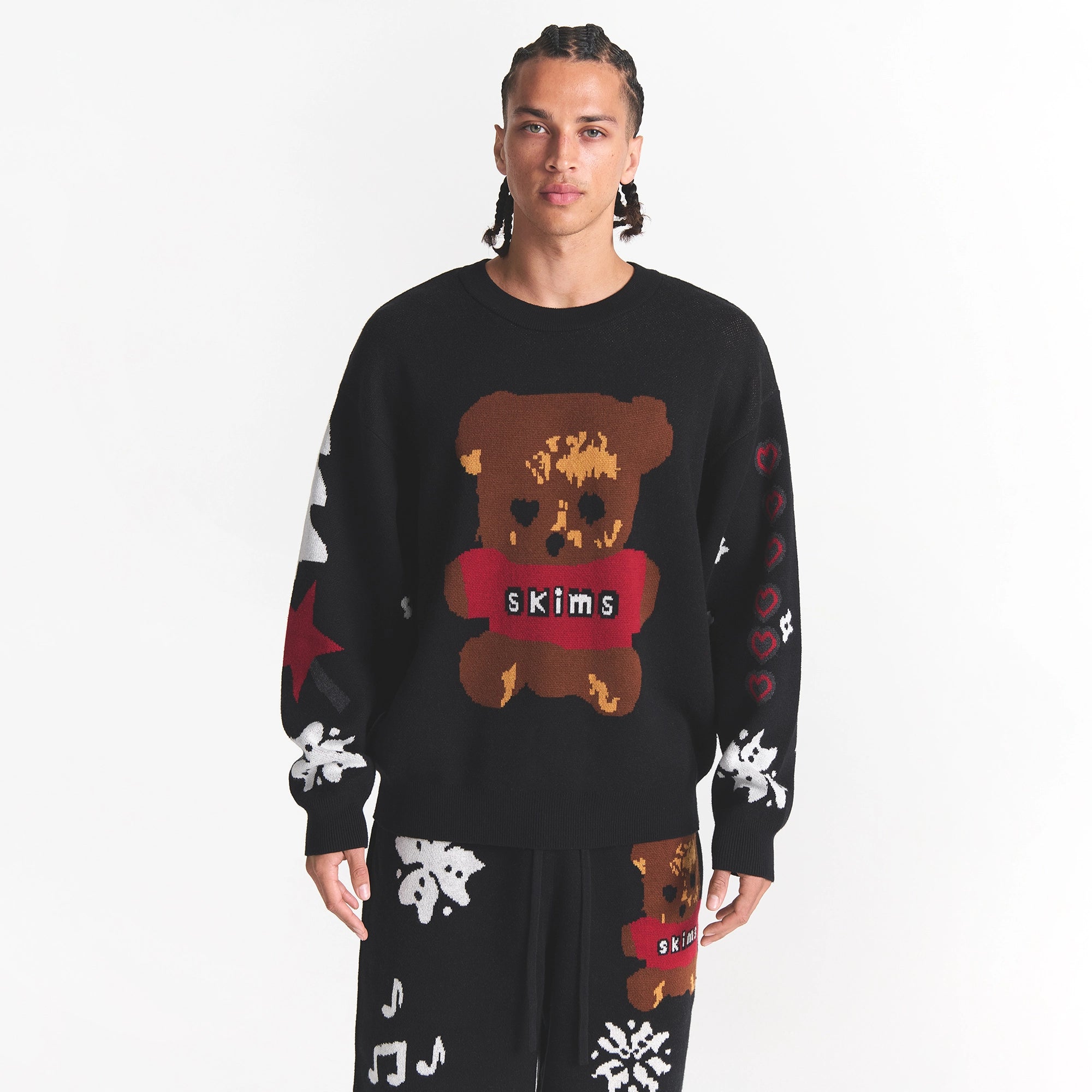 COTTON KNIT MENS INTARSIA SWEATER - Image 2
