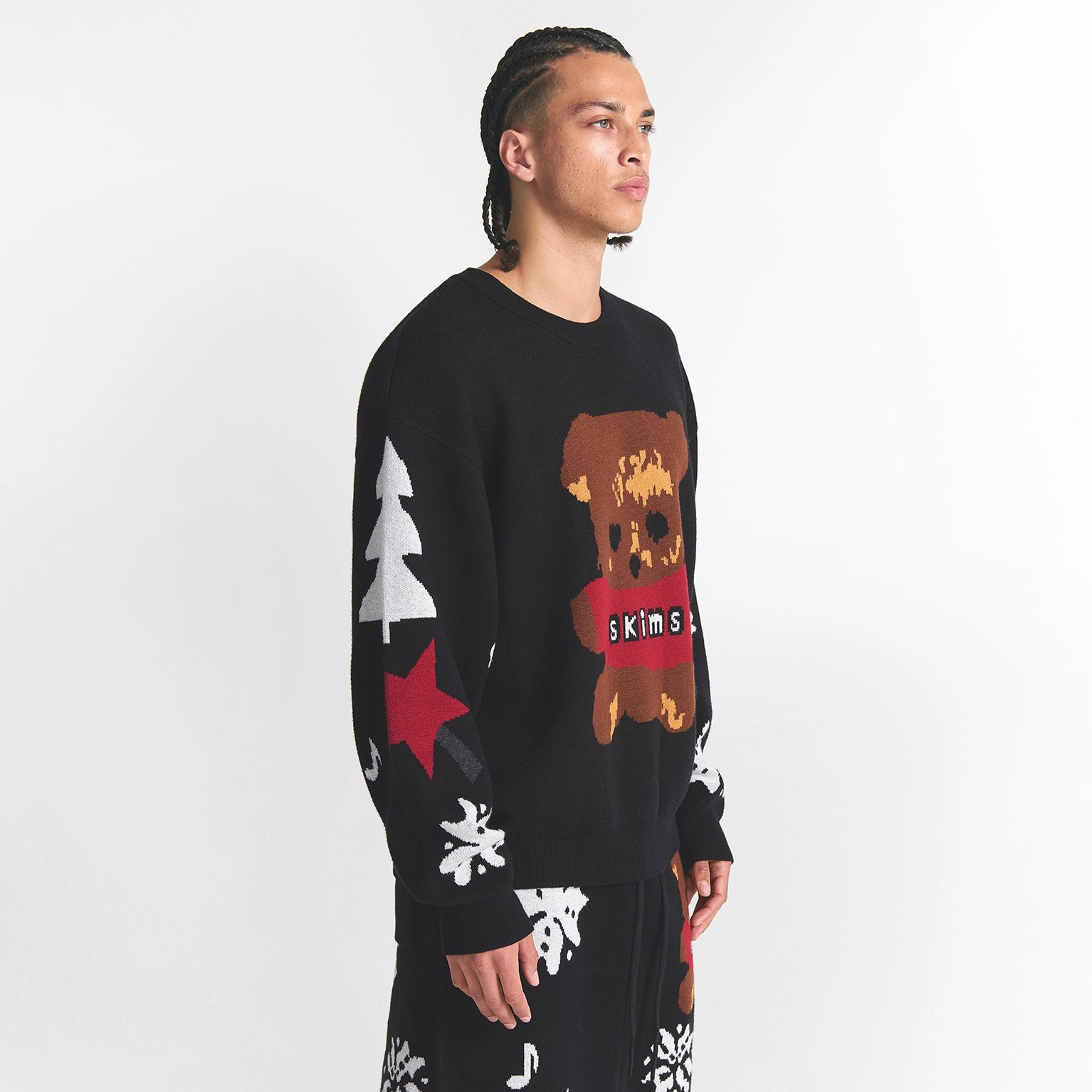 COTTON KNIT MENS INTARSIA SWEATER - Image 3