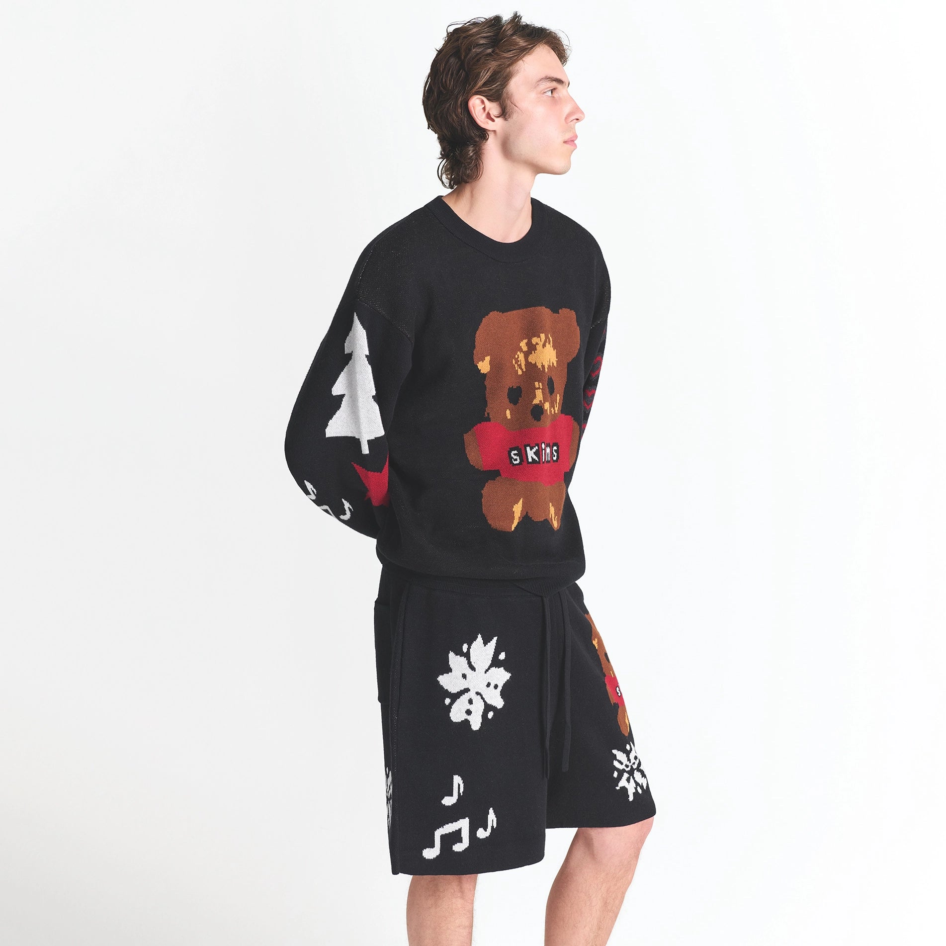 COTTON KNIT MENS INTARSIA SHORT - Image 2