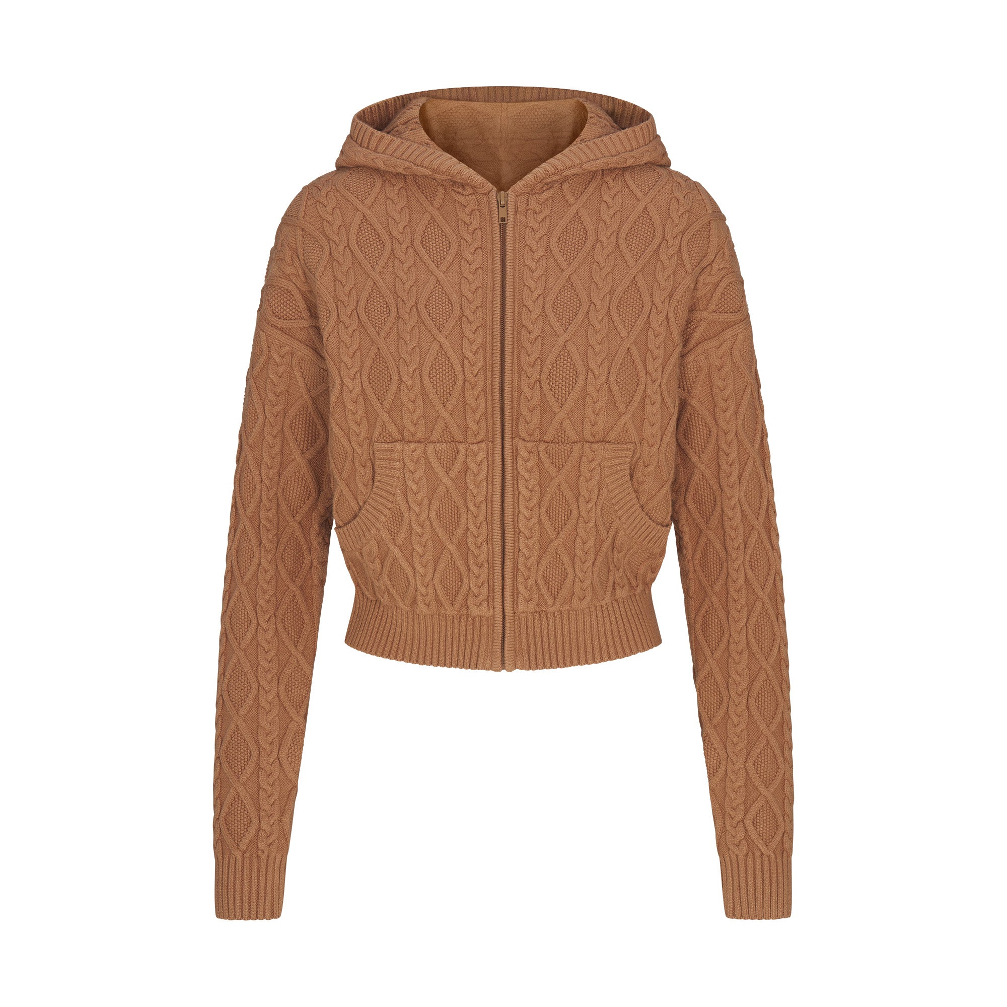 CABLE KNIT SHRUNKEN ZIP UP HOODIE - Image 6