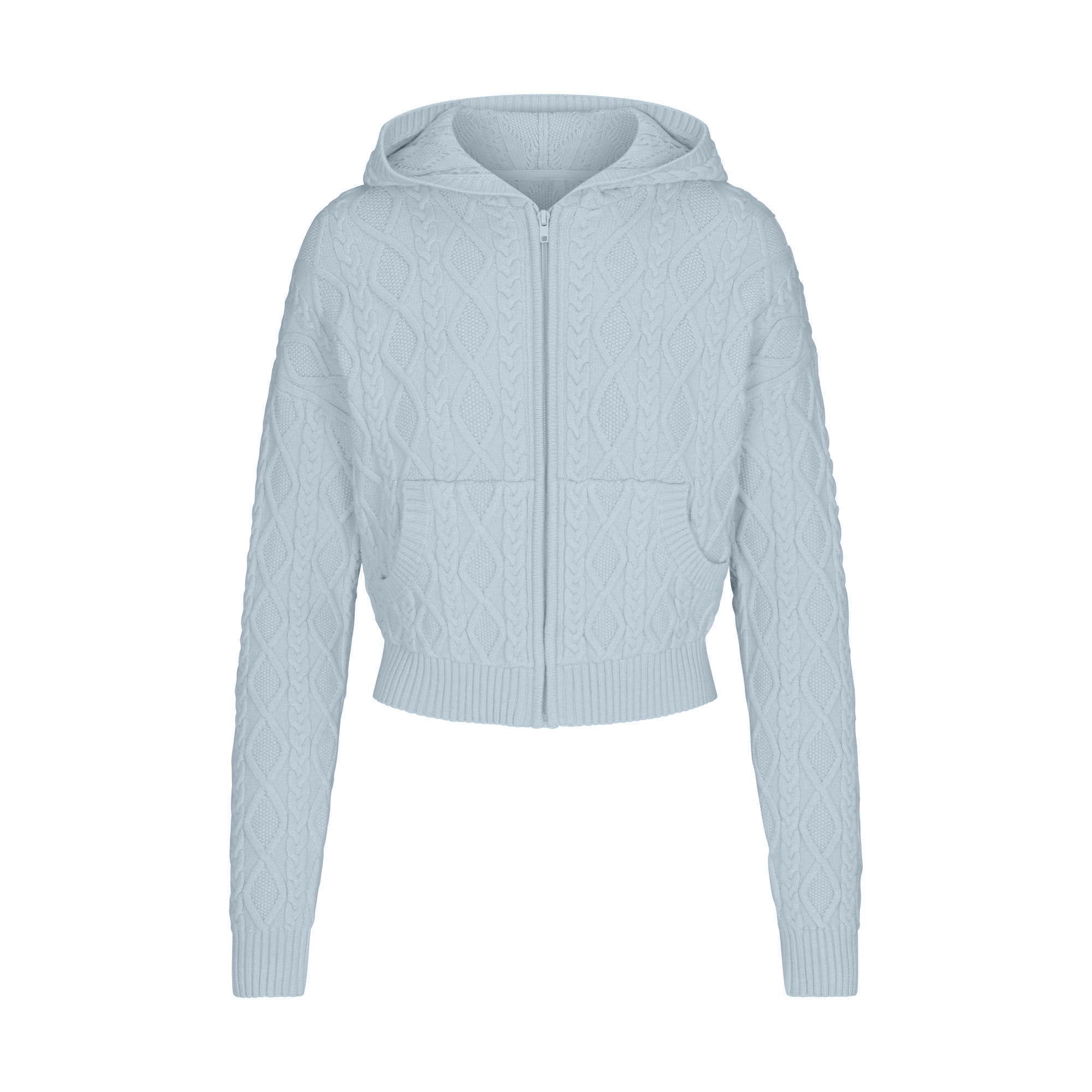 CABLE KNIT SHRUNKEN ZIP UP HOODIE - Image 6