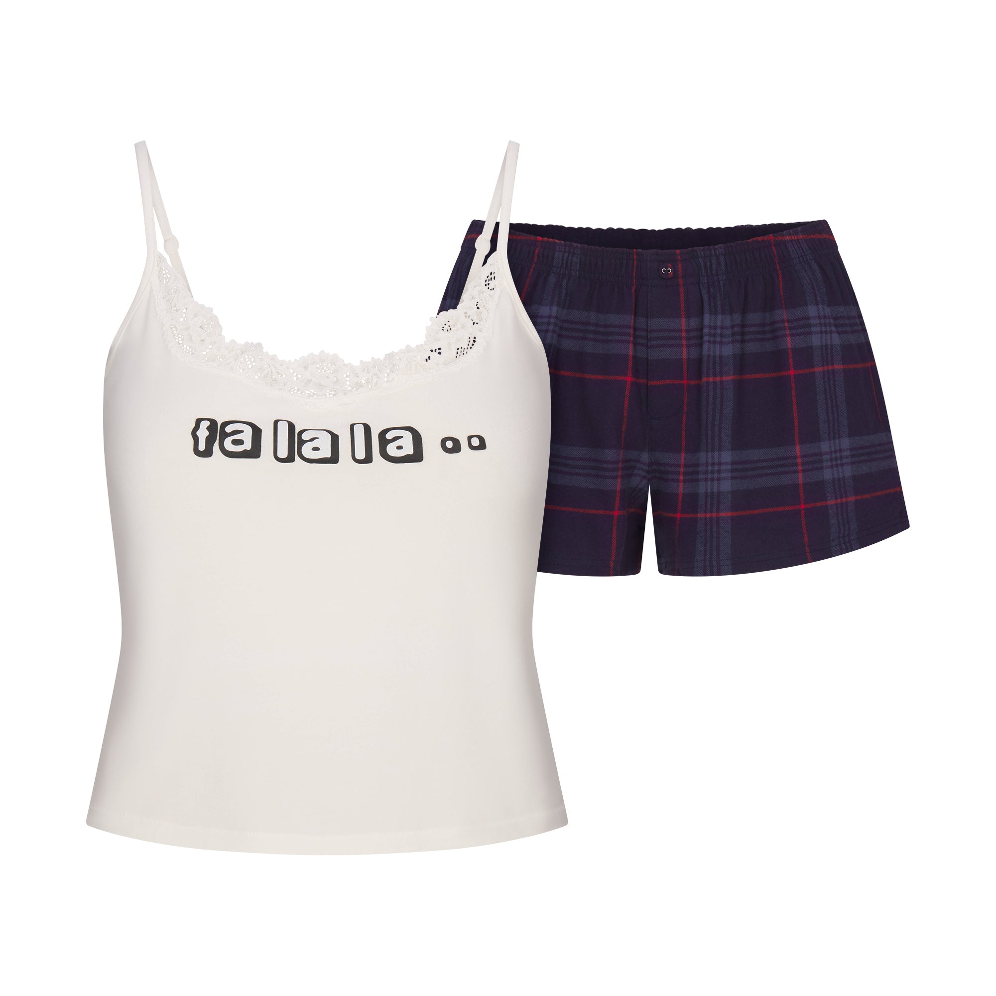 SKIMS SLEEP LACE TANK AND FLANNEL SHORT SET - Image 10