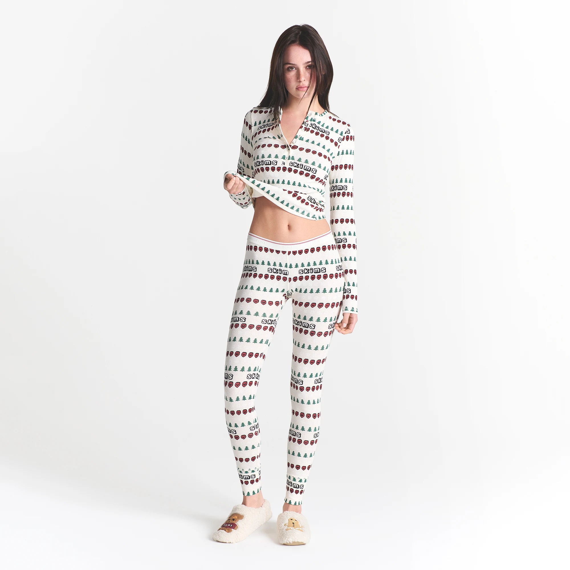 COTTON RIB HENLEY AND LEGGING SET
