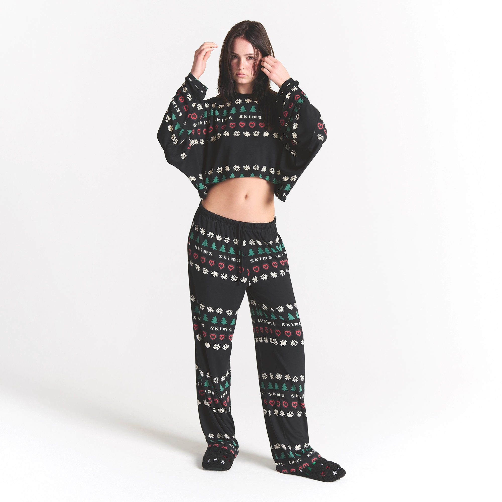 SKIMS SLEEP CROPPED LONG SLEEVE AND PANT SET