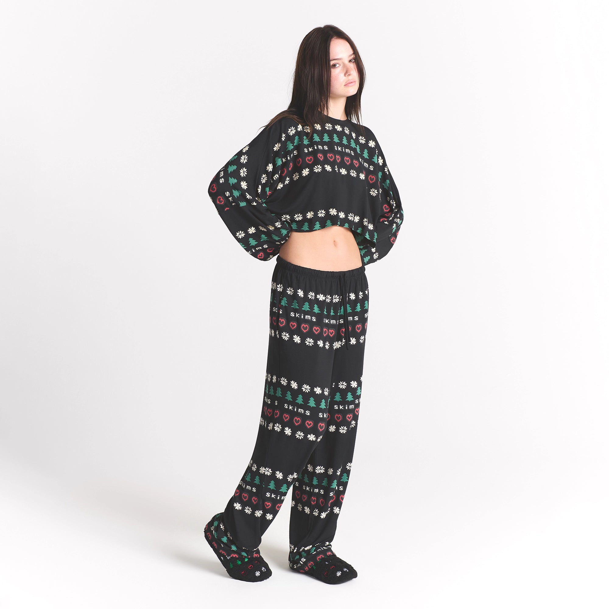 SKIMS SLEEP CROPPED LONG SLEEVE AND PANT SET - Image 3