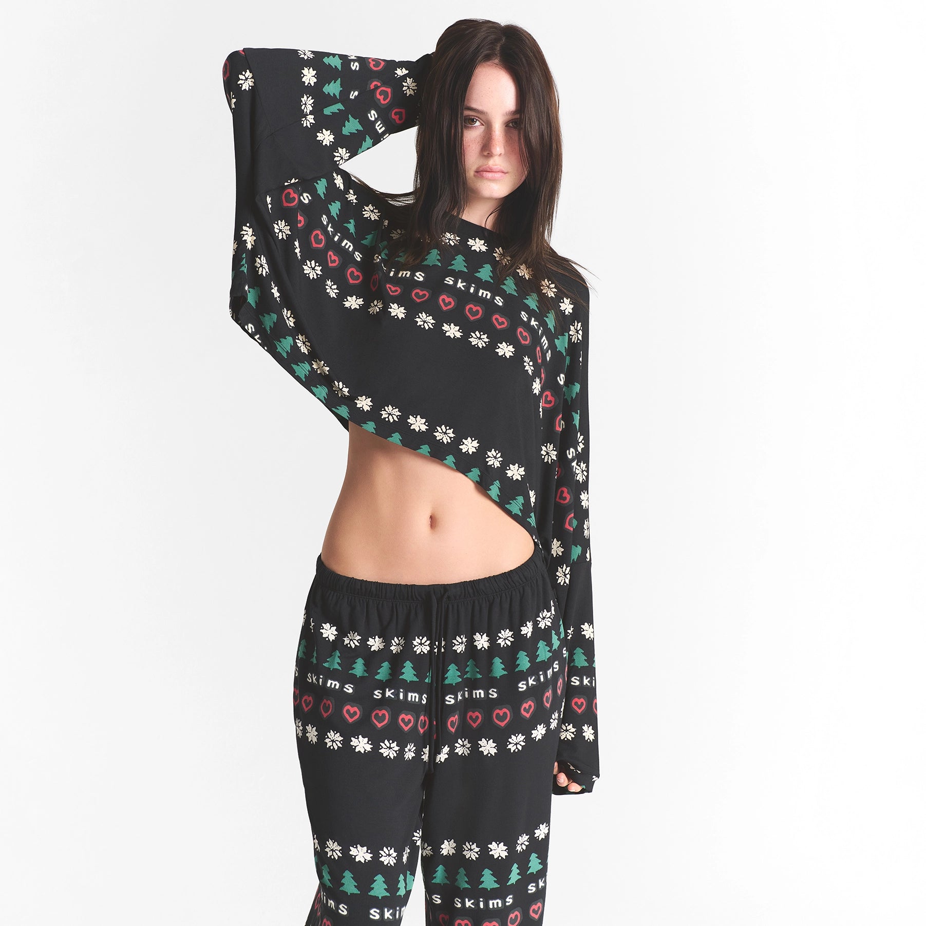 SKIMS SLEEP CROPPED LONG SLEEVE AND PANT SET - Image 2