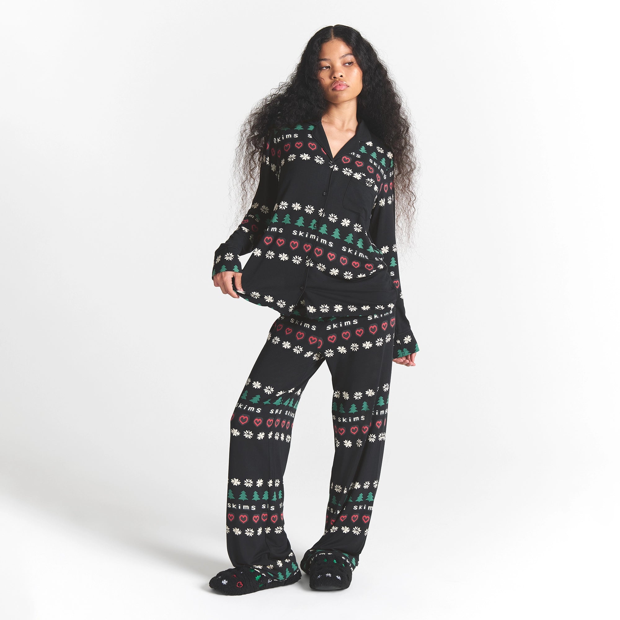 SKIMS SLEEP LONG SLEEVE BUTTON UP SET