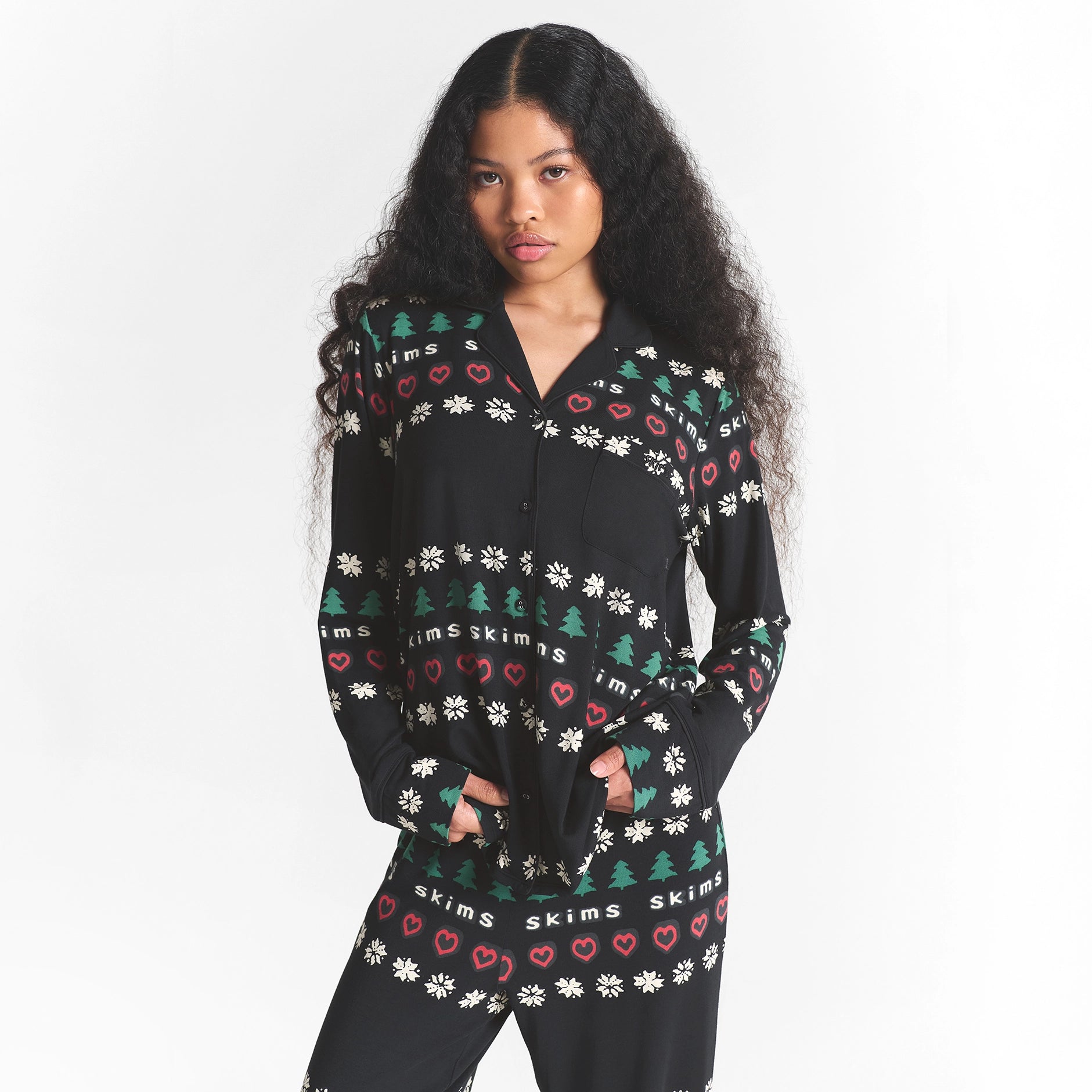 SKIMS SLEEP LONG SLEEVE BUTTON UP SET - Image 2
