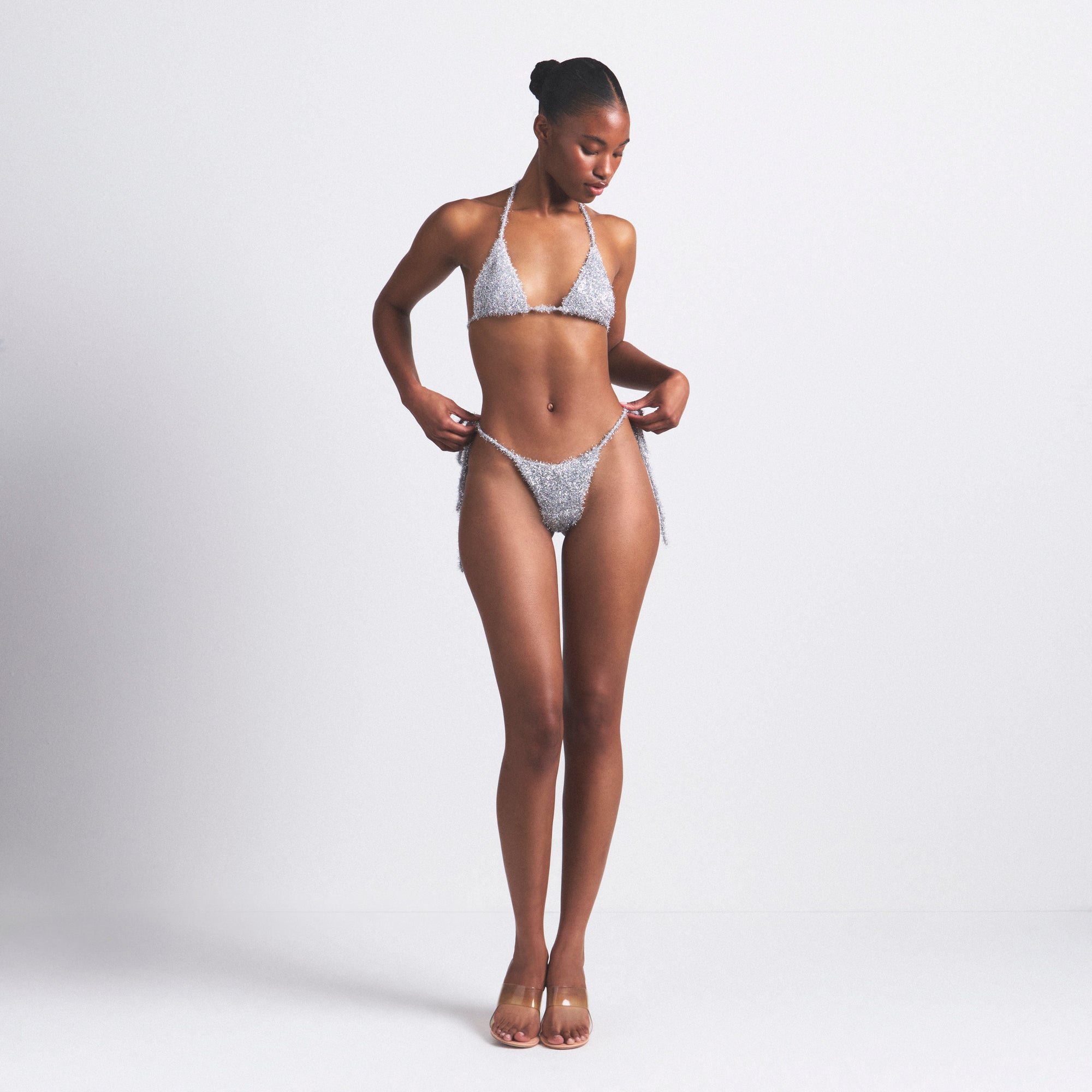 TINSEL BRALETTE AND THONG SET