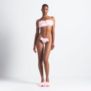 FEATHER TRIM BUTTERFLY THONG