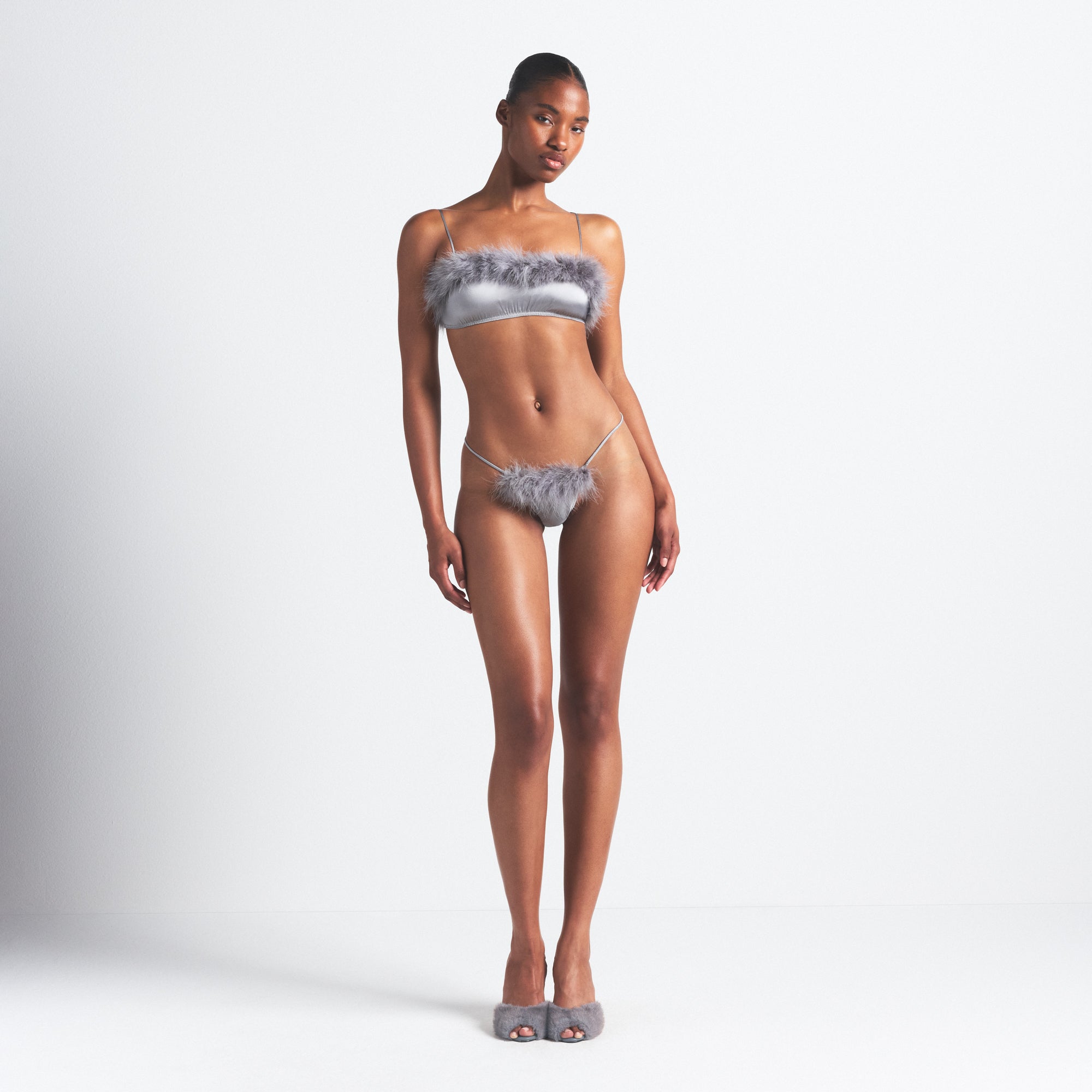FEATHER TRIM BUTTERFLY THONG - Image 3
