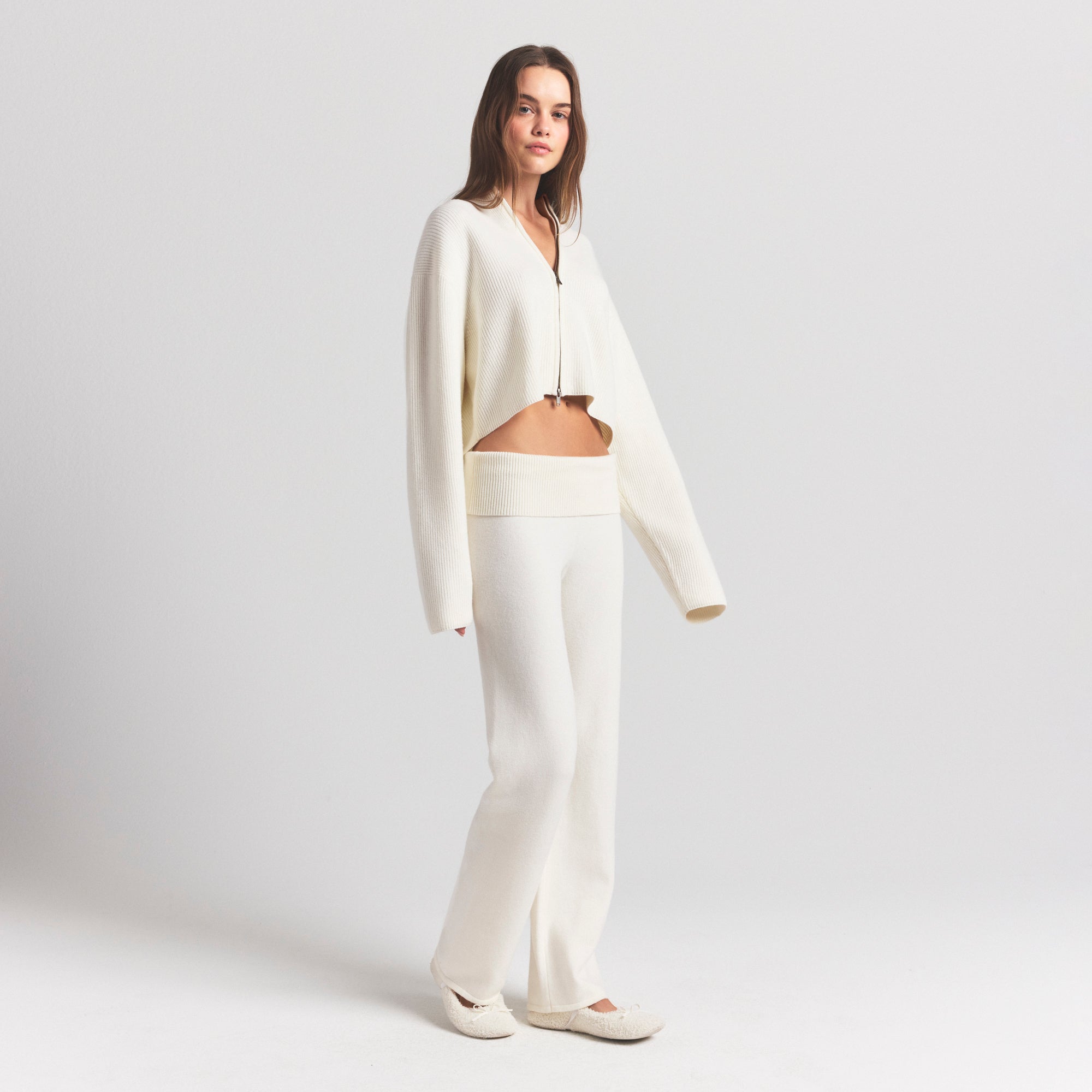 RIBBED MOCK NECK ZIP UP - Image 2