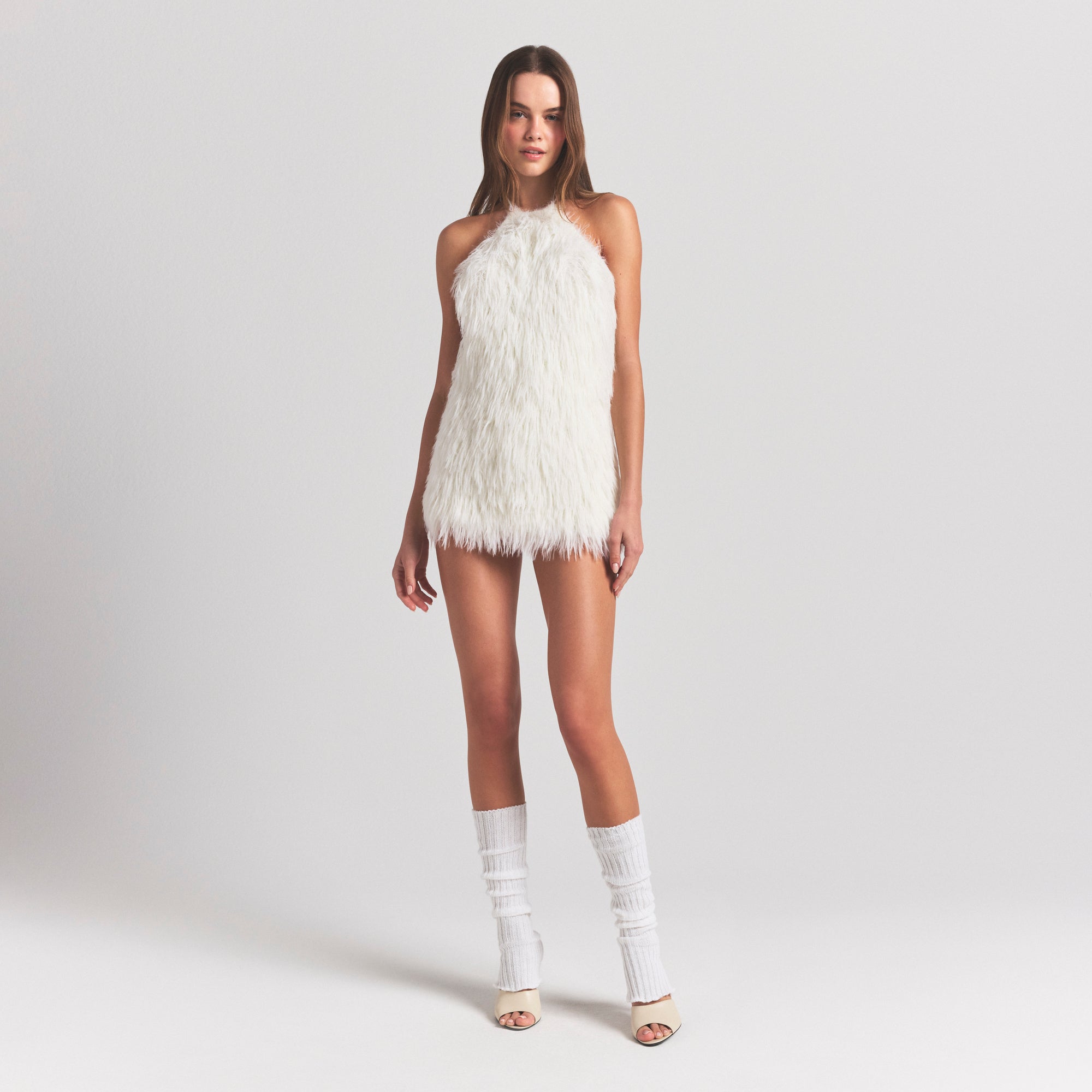 KNIT HALTER MINI DRESS