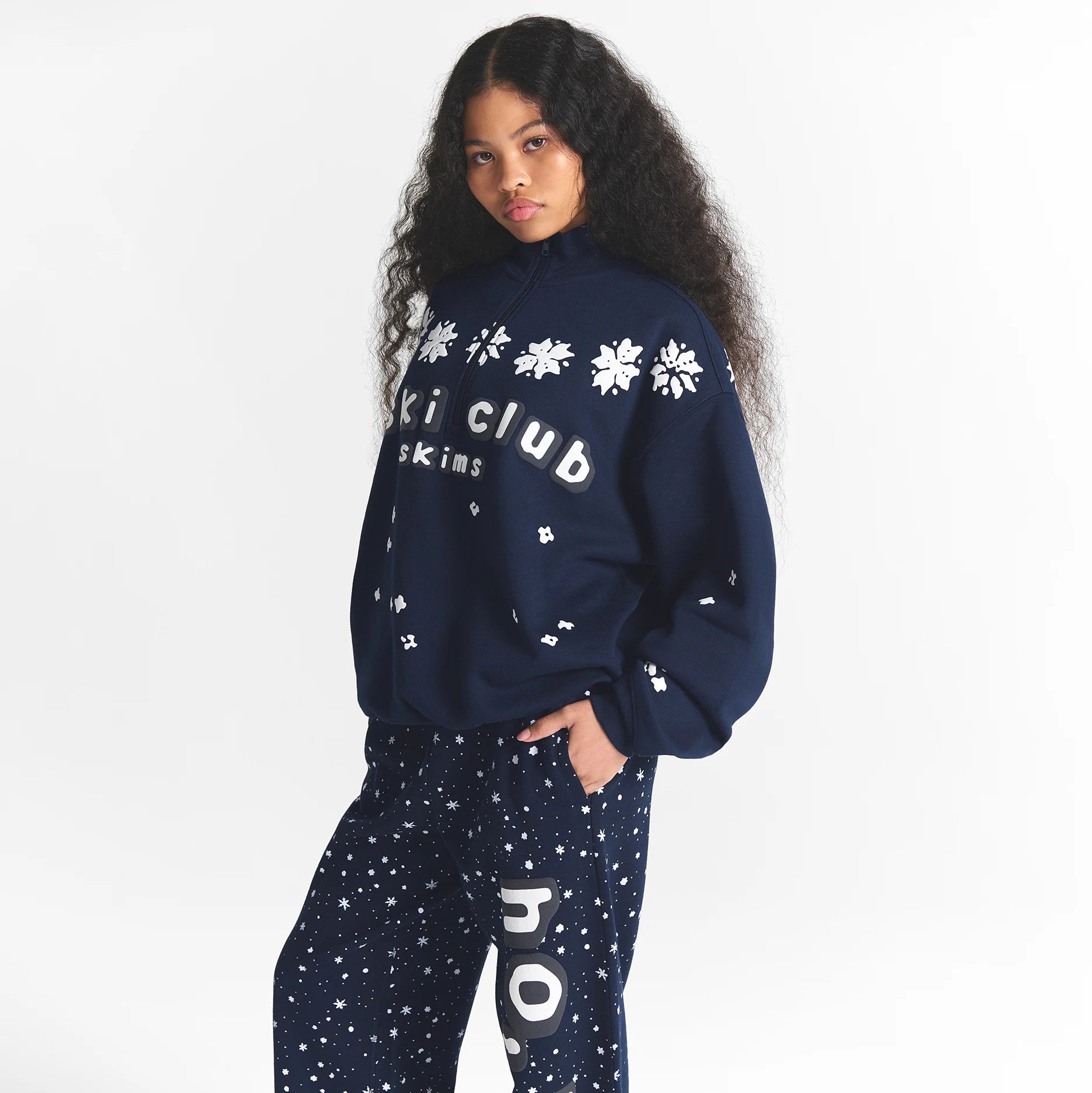 COTTON FLEECE OVERSIZED QUARTER ZIP - Image 3