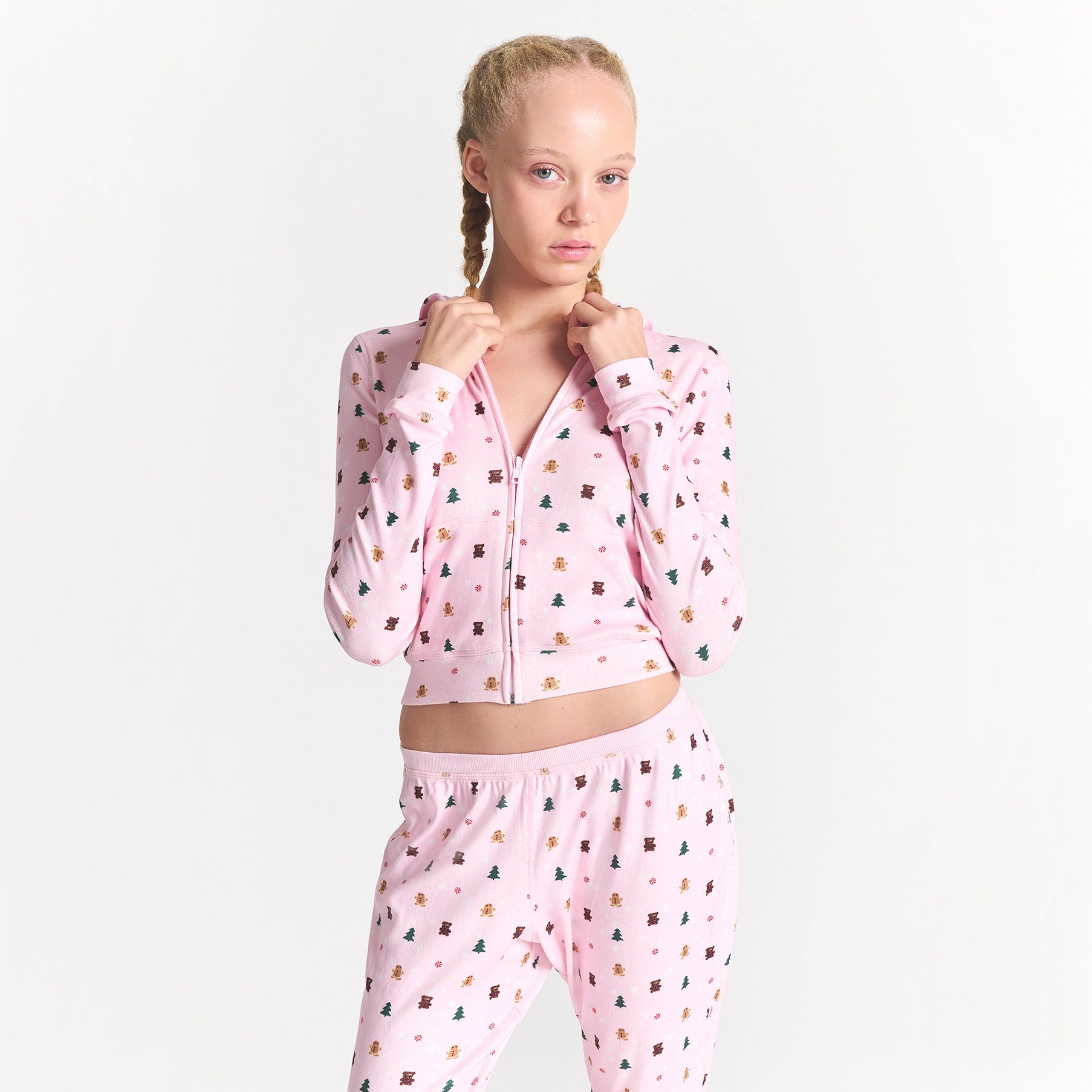PLUSH POINTELLE ZIP UP HOODIE